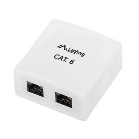 LANBERG OU6-0002-W Caja de tomacorriente RJ-45 2xRJ45 Cat.6 Blanco